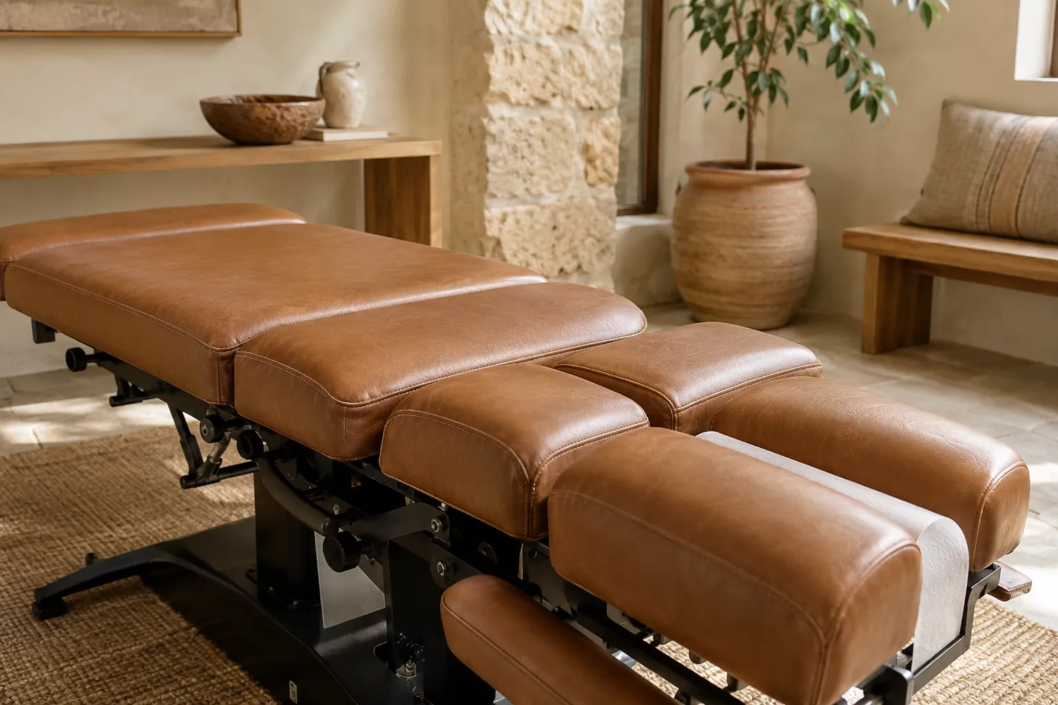 Treatment room with an adjusting table